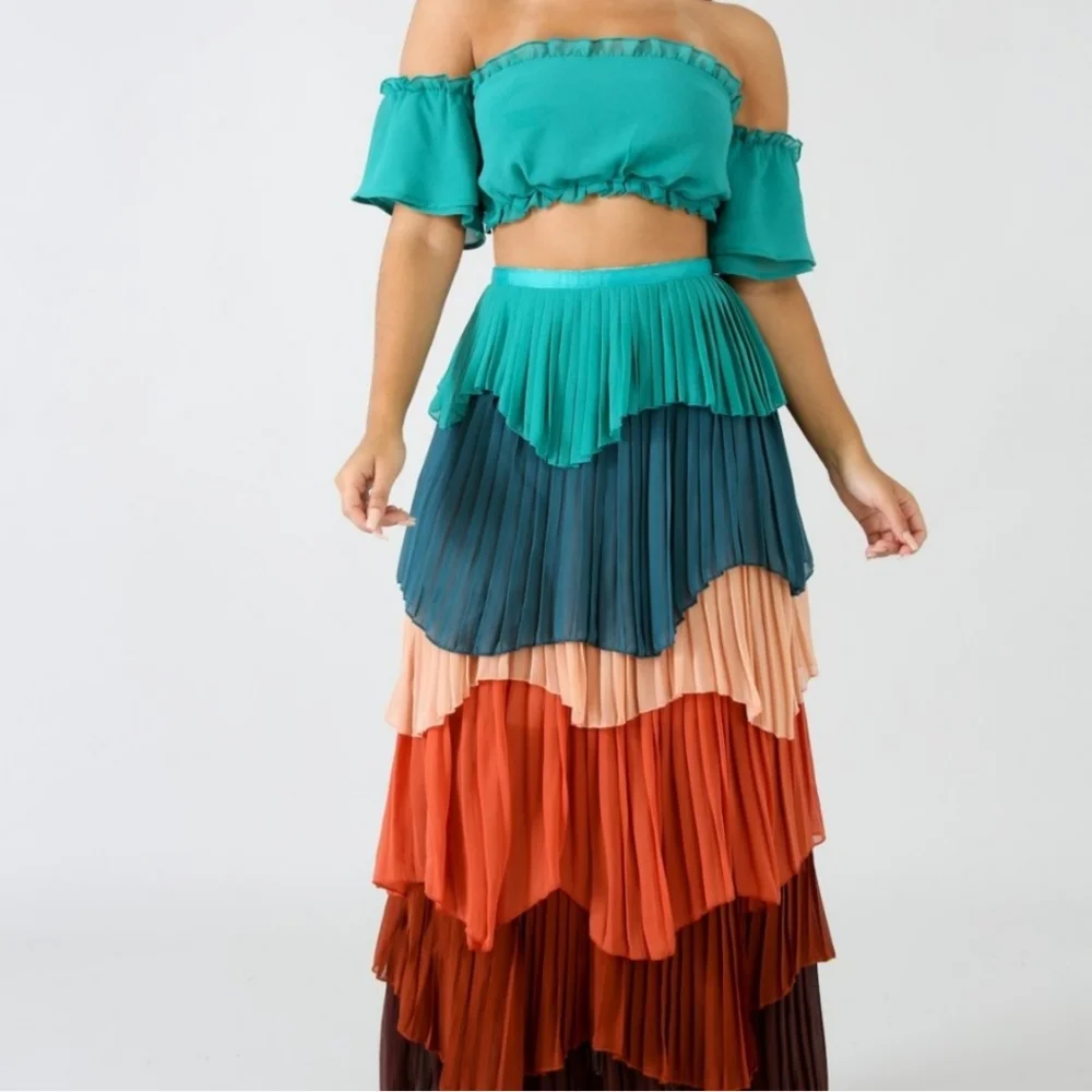 Colorful Multicolored Tiered Skirt - Picture 5 of 8